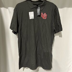 University of Utah Men's Dark Gray Polo with Red Logo